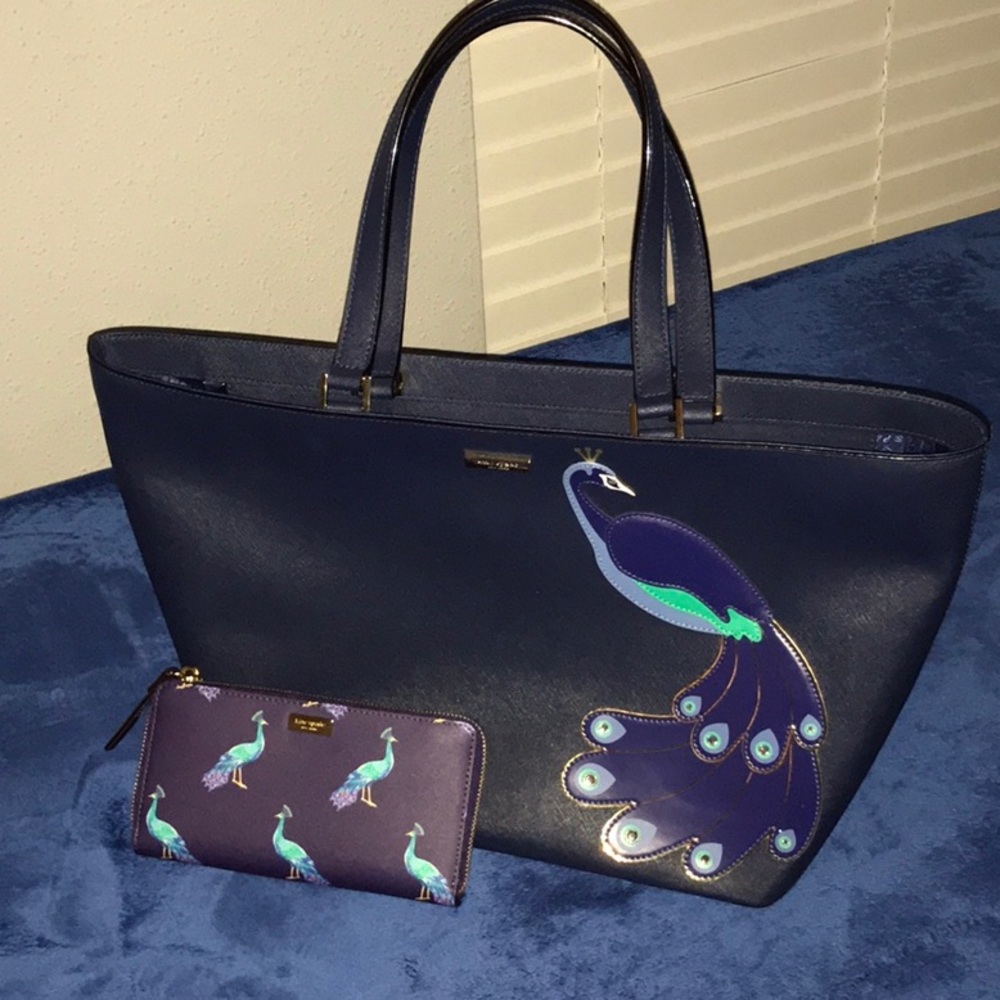 Kate Spade peacock set.  Shoulder bag with wallet